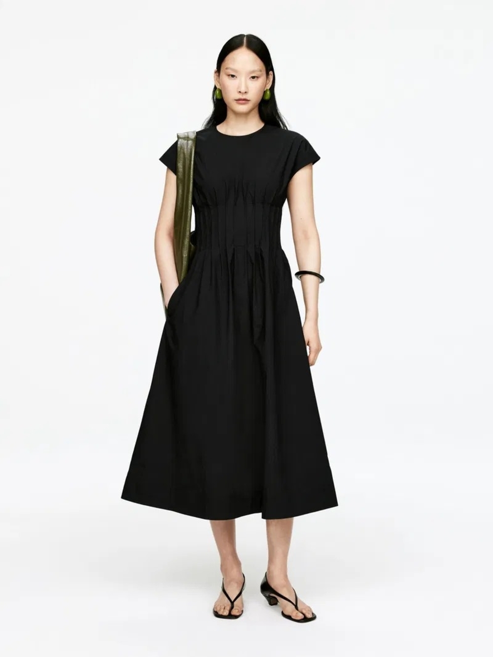 Arket Pleated Cotton Poplin Dress